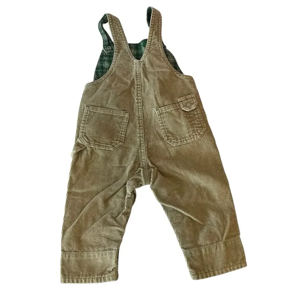 Baby Oshkosh B’Gosh VTG Corduroy Tan Overalls Size 12 Months Wilderness Troop 95
